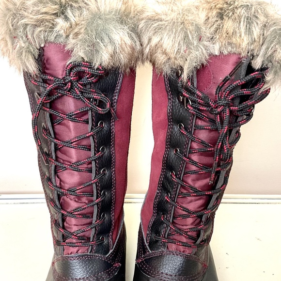 Sporto Natasha Waterproof Suede Leather Winter Duck Boots - Merlot - Size 8W - Picture 3 of 16